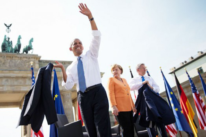 Барак Обама у Бранденбургских ворот