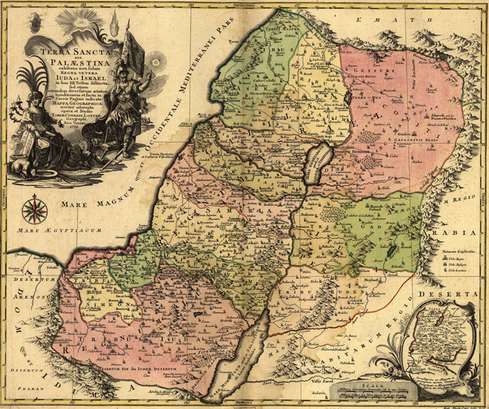  Карта Палестины 1759 года, показывающая расселение  двенадцати колен Израиля