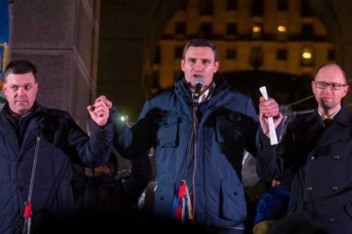Лидеры Майдана: О. Тягнибок, В. Кличко, А. Яценюк