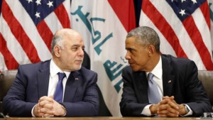 Премьер-министр Ирака Хайдер аль-Абади и президент США Барак Обама на встрече в ООН 