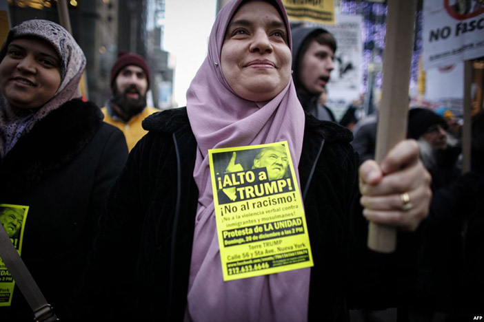 Протестная акция мусульман против Трампа в Нью-Йорке 