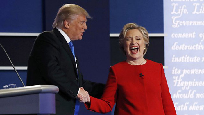 Дональд Трамп и Хиллари Клинтон на дебатах,  26 сентября 2016 года
