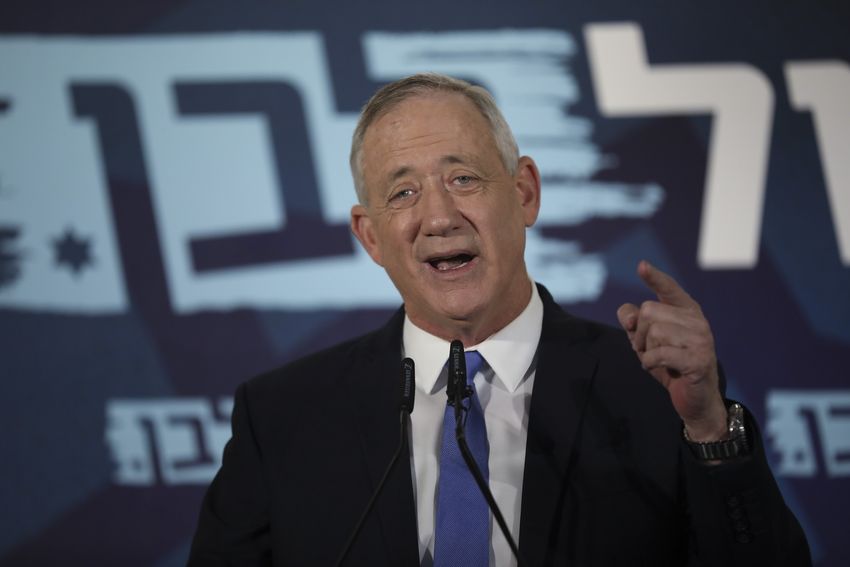 Blue and White party leader Benny Gantz addresses media in Tel Aviv,Israel. Wednesday, Nov. 20, 2019. Gantz has failed to form a new government by a deadline, dashing his hopes of toppling the long-time Israeli prime minister Netanyahu and pushing the country closer toward an unprecedented third election in less than a year. (AP Photo/Oded Balilty)