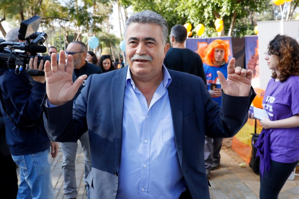 Former Israeli defense minister Amir Peretz and member of Israel's Labour Party poses during the primaries of the party in the coastal city of Tel Aviv on February 11, 2019. - The 120-seat parliament general elections will be held on April 9, 2019. (Photo by JACK GUEZ / AFP)        (Photo credit should read JACK GUEZ/AFP/Getty Images)
