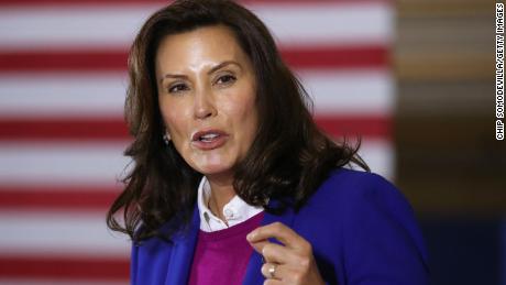SOUTHFIELD, MICHIGAN - OCTOBER 16: Gov. Gretchen Whitmer introduces Democratic presidential nominee Joe Biden delivers remarks about health care at Beech Woods Recreation Center October 16, 2020 in Southfield,m Michigan. With 18 days until the election, Biden is campaigning in Michigan, a state President Donald Trump won in 2016 by less than 11,000 votes, the narrowest margin of victory in the state's presidential election history. (Photo by Chip Somodevilla/Getty Images)