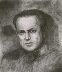 Карандашный портрет Льва Александровича. Его взгляд — словно «сквозь время» — сурово пристальный. Угнетённый. Воротник наглухо застёгнут. Хотя… Подождите… Это не воротник. Это собачий ошейник. 