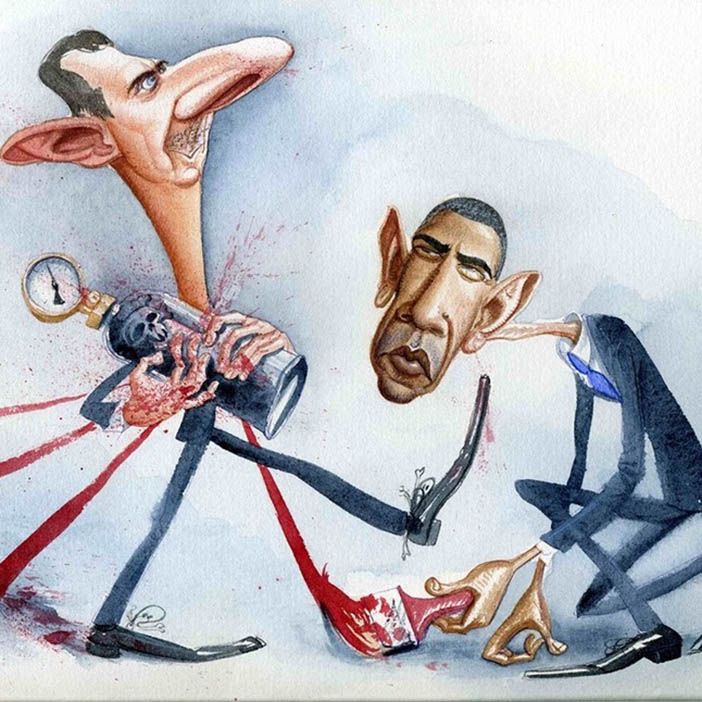 Обама и Асад в карикатуре Романа Генна