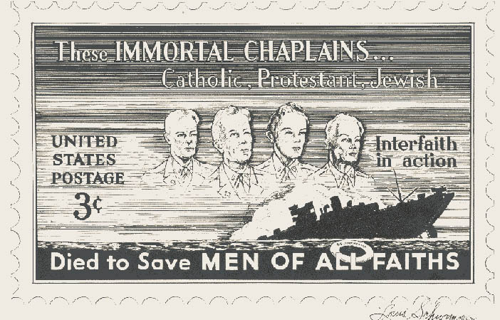 Почтовая марка в честь четырех капелланов