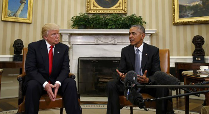 Дональд Трамп и Барак Обама в Белом доме