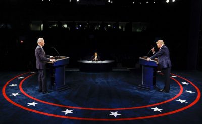 NASHVILLE, TENNESSEE - OCTOBER 22: U.S. President Donald Trump and Democratic presidential nominee Joe Biden participate in the final presidential debate at Belmont University on October 22, 2020 in Nashville, Tennessee. This is the last debate between the two candidates before the November 3 election.  (Photo by Jim Bourg-Pool/Getty Images)