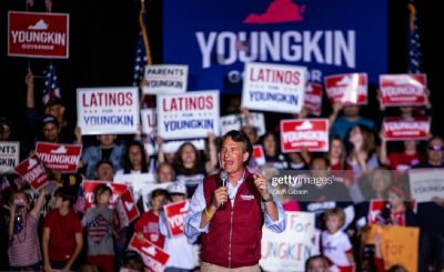 HENRICO, VA - OCTOBER 23: Virginia Republican gubernatorial candidate Glenn Youngkin speaks during a rally on October 23, 2021 in Henrico, Virginia. Youngkin is contesting Democratic candidate and former Gov. Terry McAuliffe in the state elections on November 2. (Photo by Zach Gibson/Getty Images)